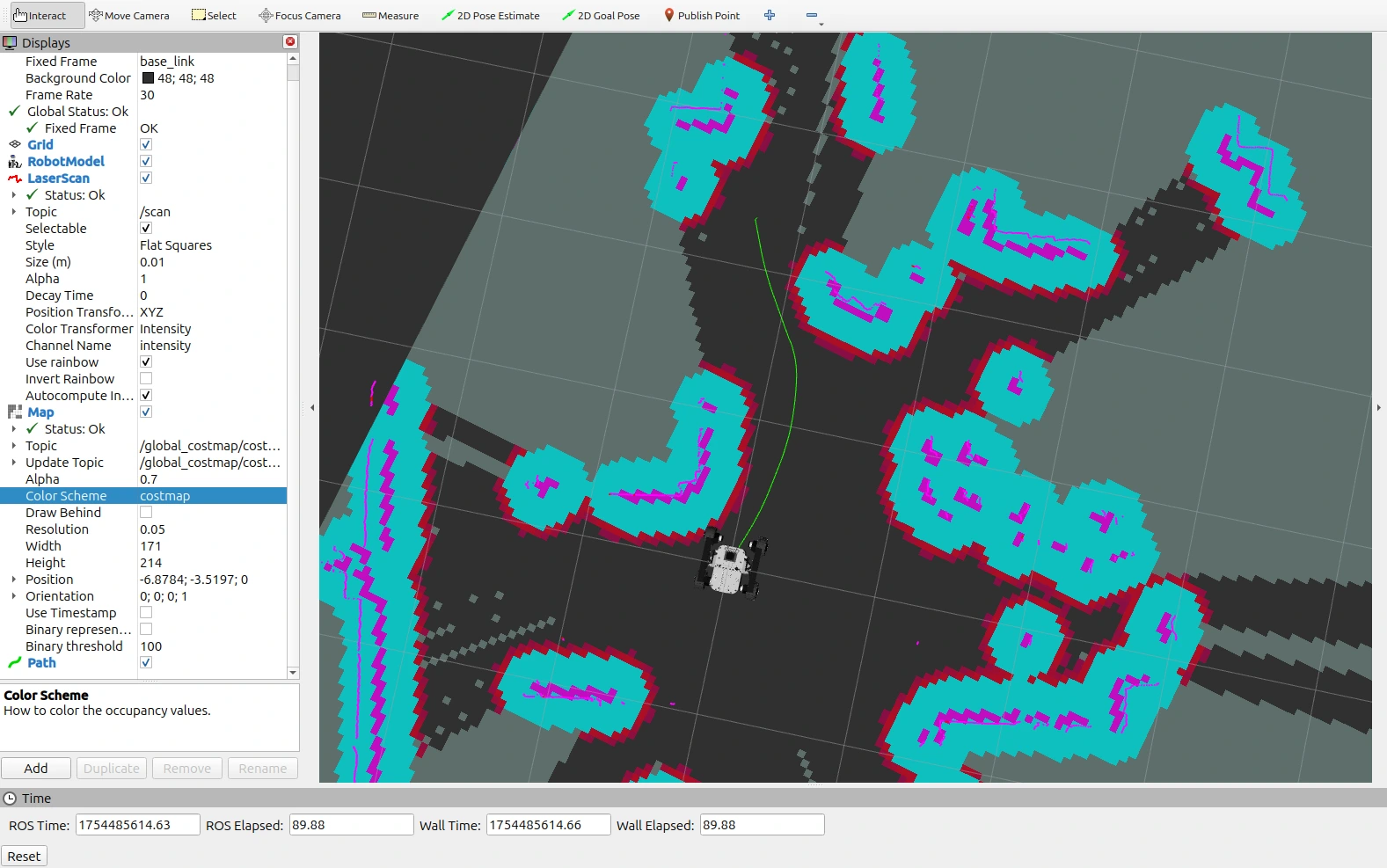 Nav2 Stack RViz view with goal