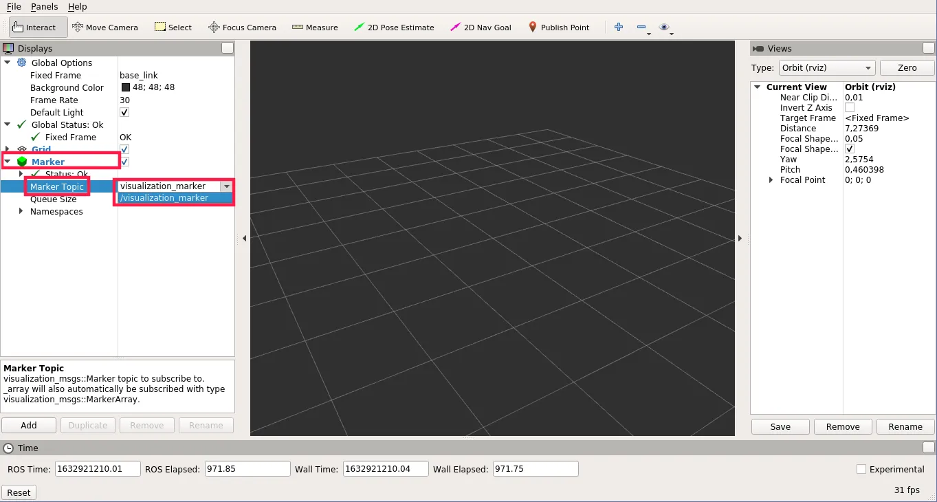 Changing marker topic to /visualization marker in RViz
