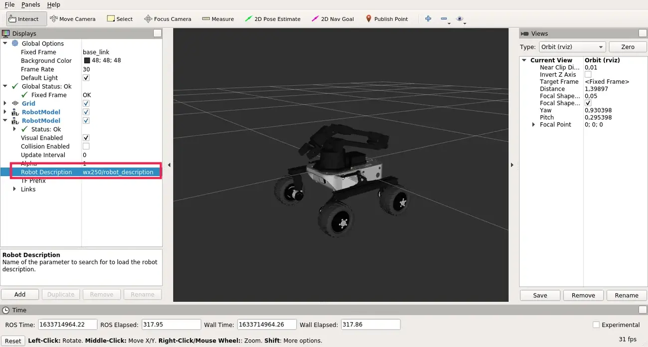 Adding WidowX 250 to Leo Rover model in Rviz